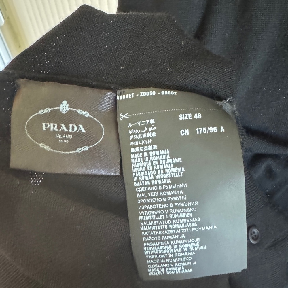 Prada Milano V-Neck Black Cardigan Size 48 EUC 100% Wool Designer - Picture 8 of 12